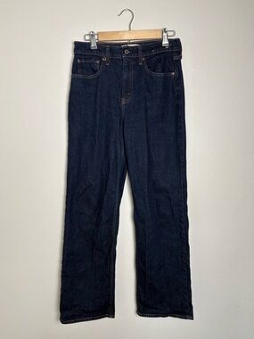 Abercrombie & Fitch High Rise 90s Relaxed- Blue Jeans with Brown Stitching 27R